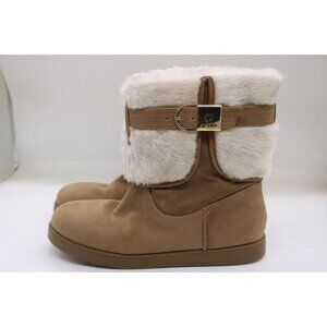 Guess Alta-X Womens Sz 9 M Faux Fur Lined Cold Weather Ankle Buckle Boots Brown